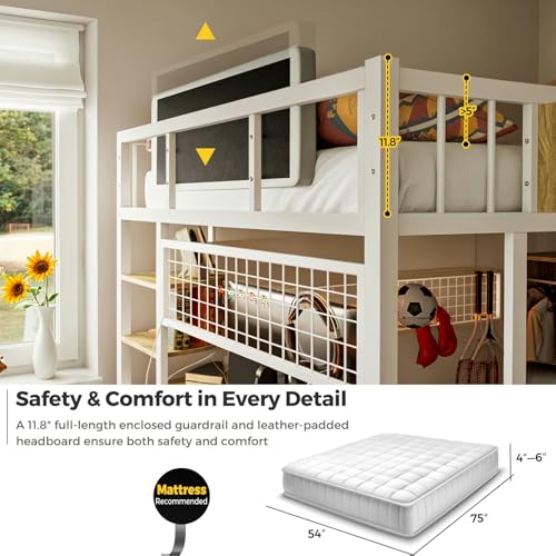 Full Size Metal Loft Bed with Desk and Stairs P732120