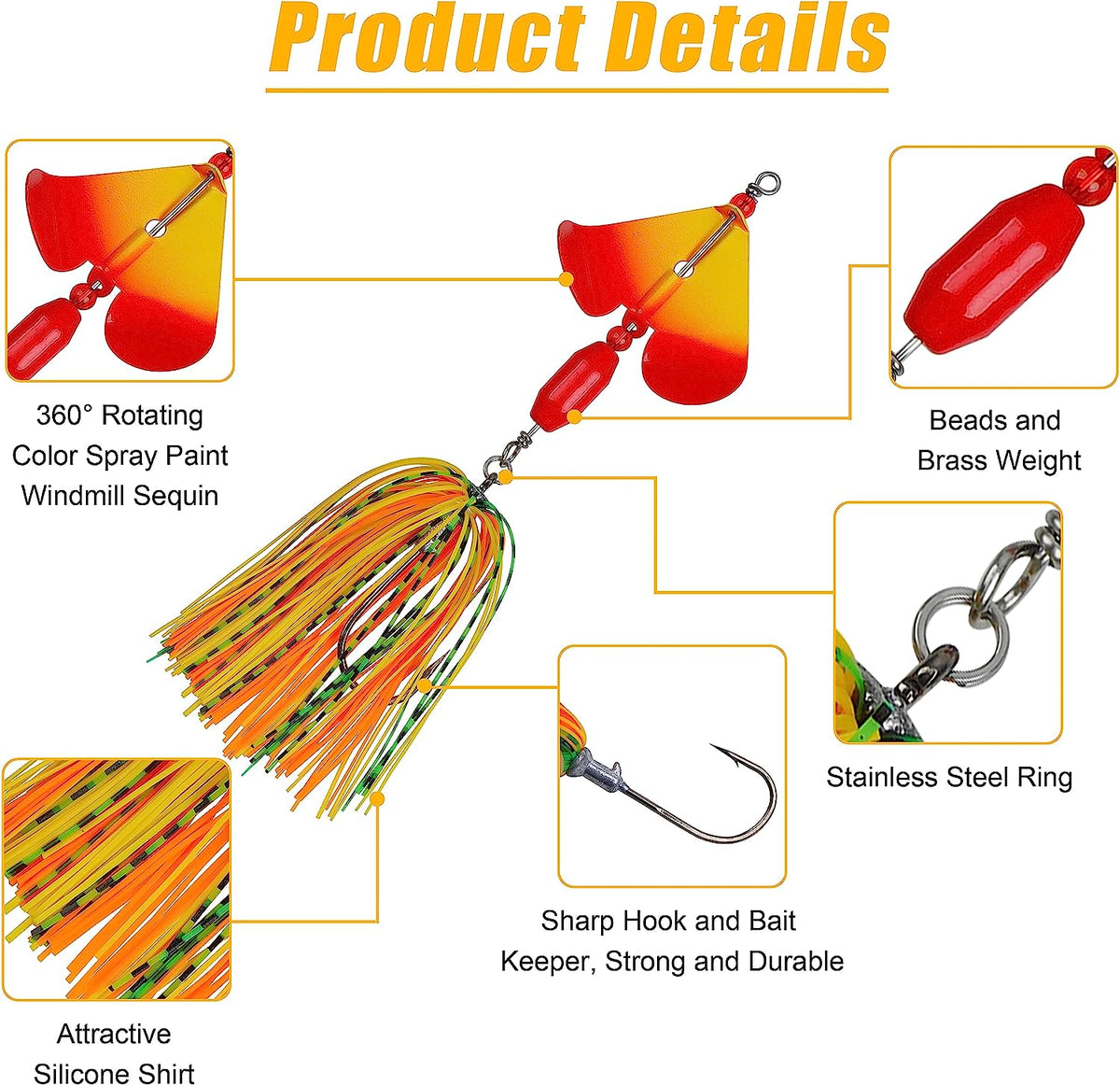 6pcs Metal Spinnerbait Fishing Lures S249