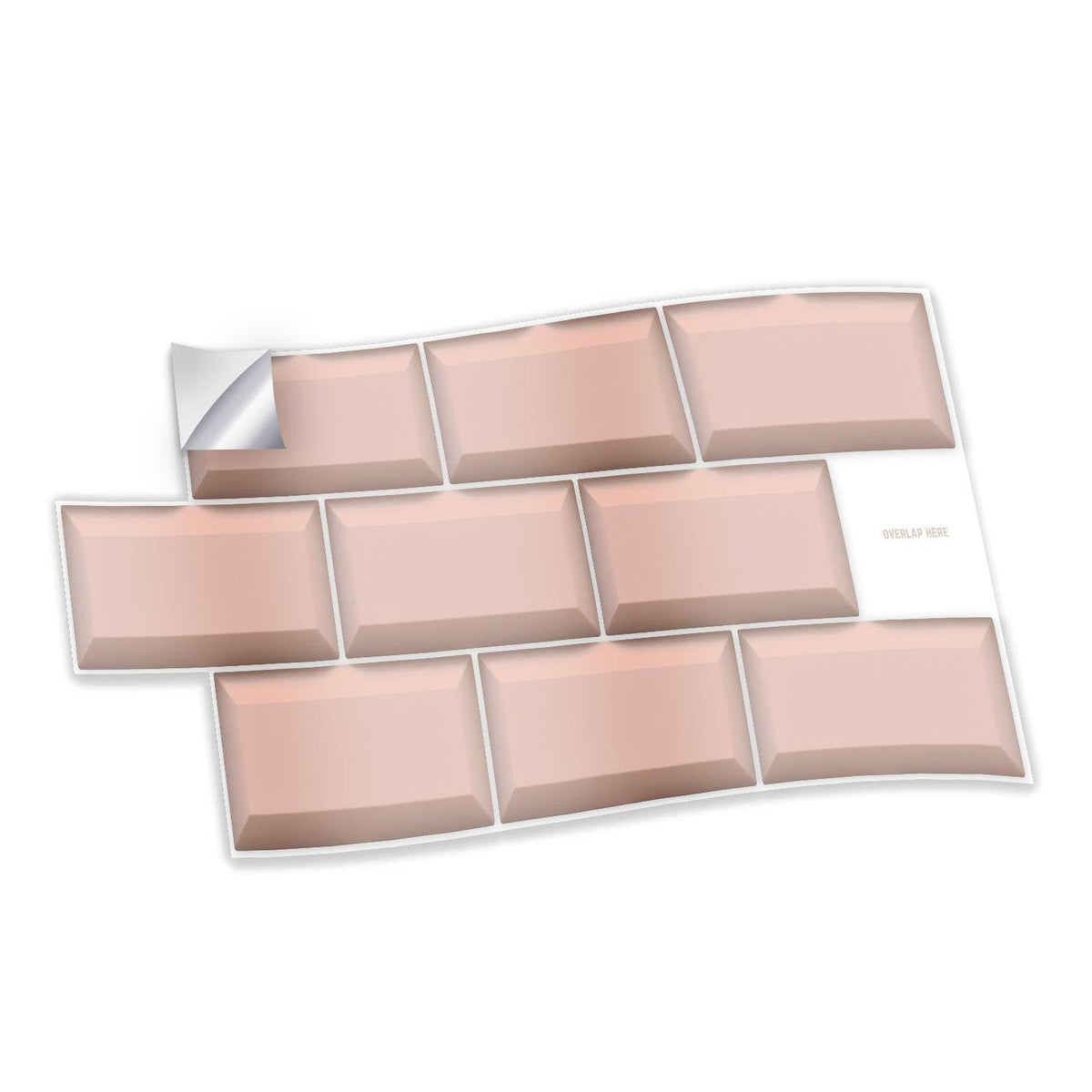 Blush Pink Peel and Stick Backsplash Tile Stickers 48 Pieces G421696