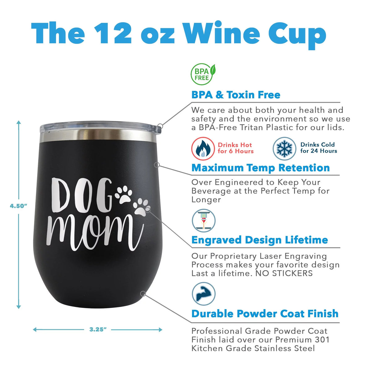Engraved 12 oz Red Wine Cup W683