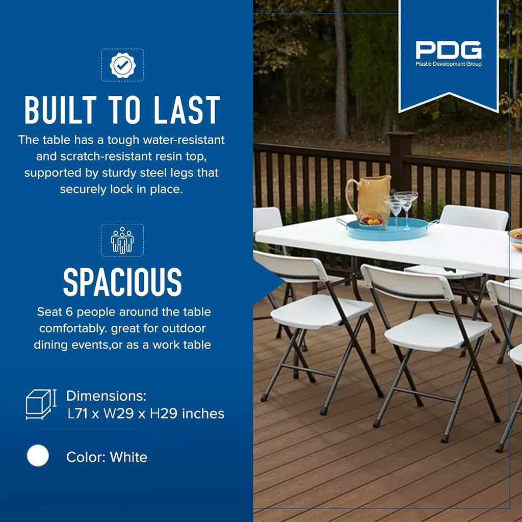 White 6 Foot Folding Table Q40543