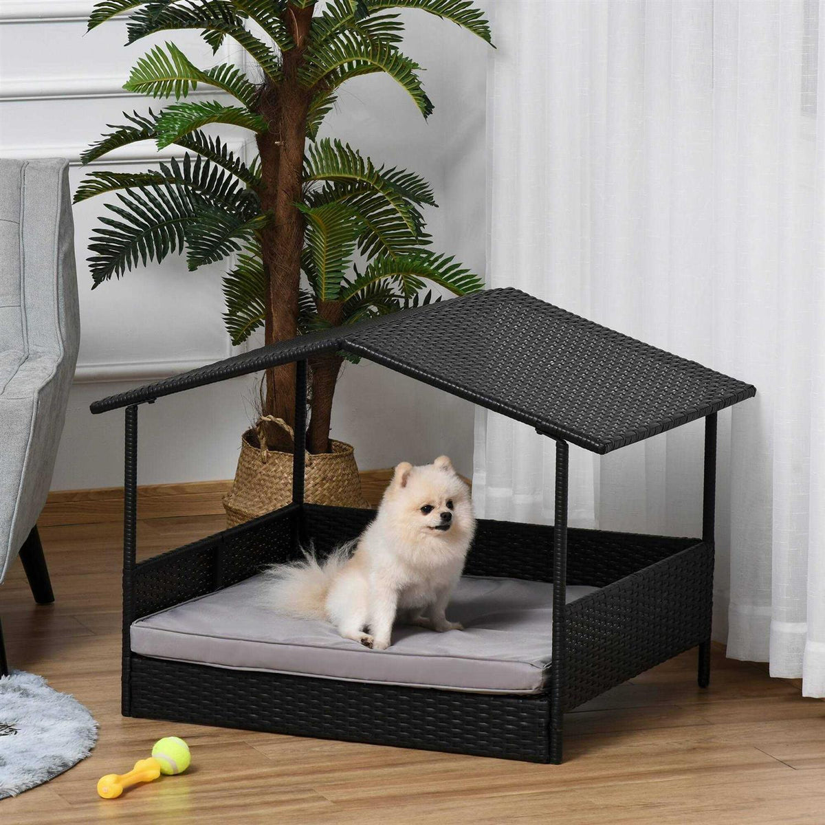 Wicker Elevated Dog House with Removable Cushion M2189