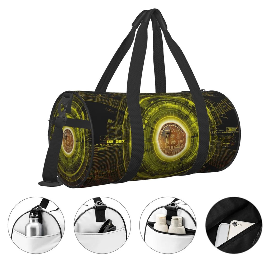 Gold Bitcoin Blockchain Cryptocurrency Unisex Large Duffle Bag F159935