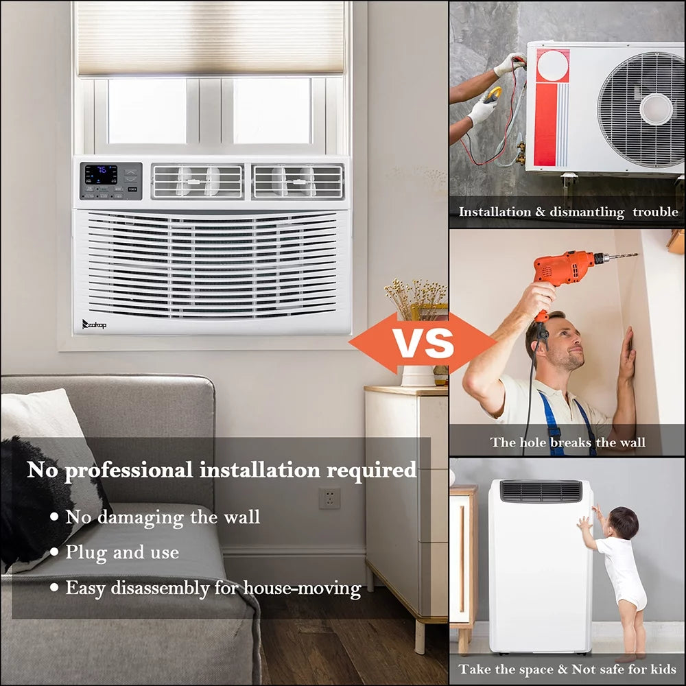 12000BTU 110V Window-Mounted Remote Control Air Conditioner, White N114