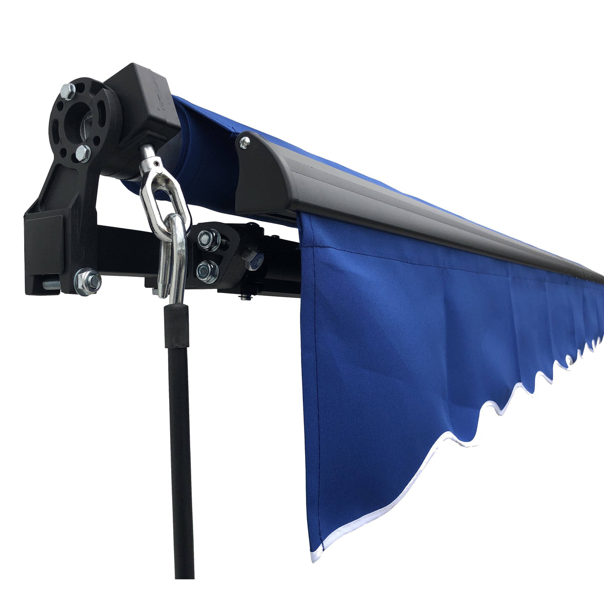 13 x 10 ft. Black Frame Retractable Patio Canopy Awning Blue W161614