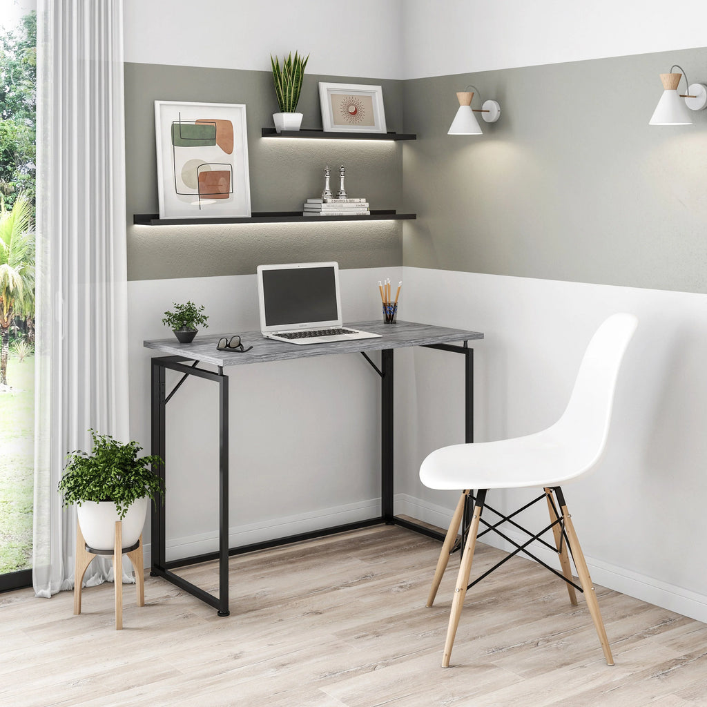 40" W Folding Computer Desk, Grey N97178
