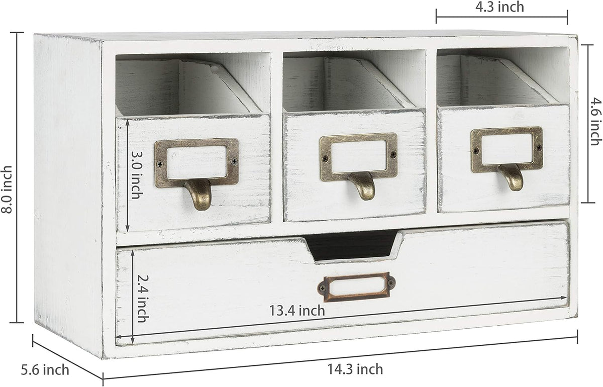 White Wooden Desktop Organizer with 4 Drawers Pack of 2 W1764