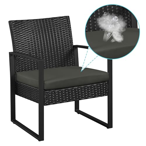 3 Pieces Rattan Bistro Set with Tempered Glass Coffee Table M120