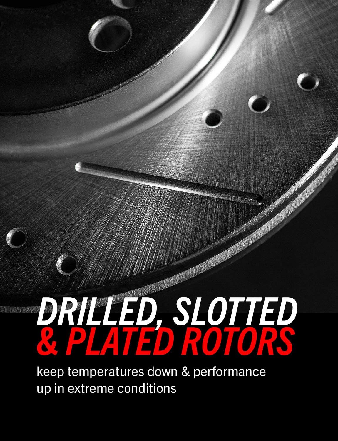 Front and Rear Carbon Fiber Brake Pads with Drilled & Slotted Brake Rotors Kit J7525