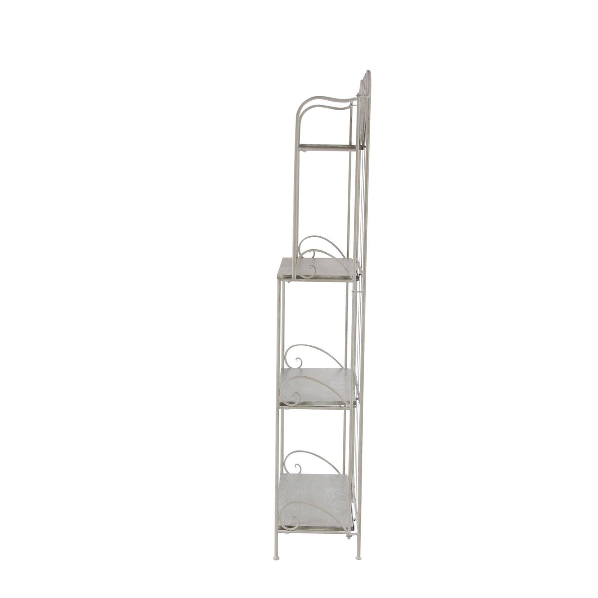 Gray Wood and Iron Four-Tier Bookshelf U378036