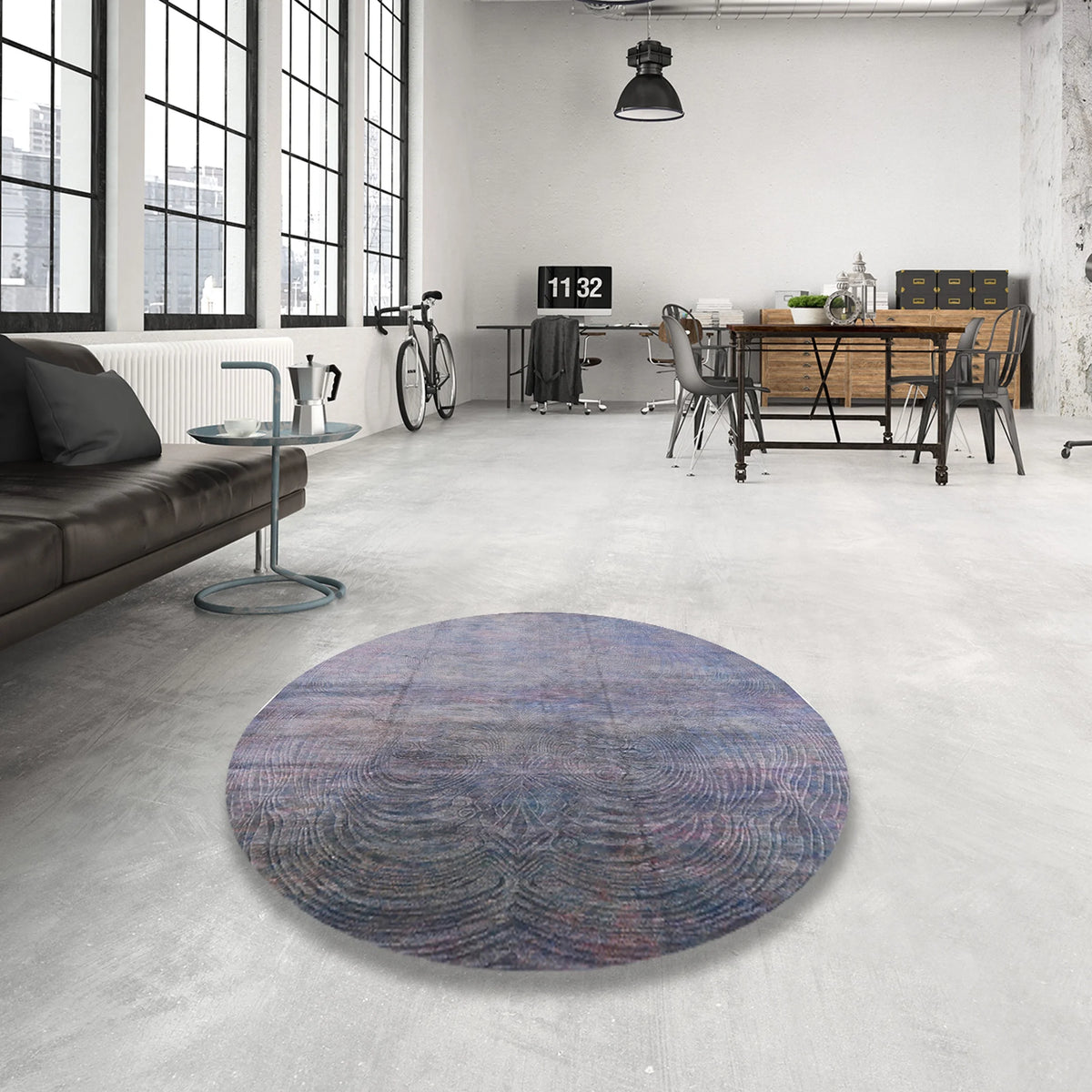 Blue Gray Rectangle Area Rug O48996