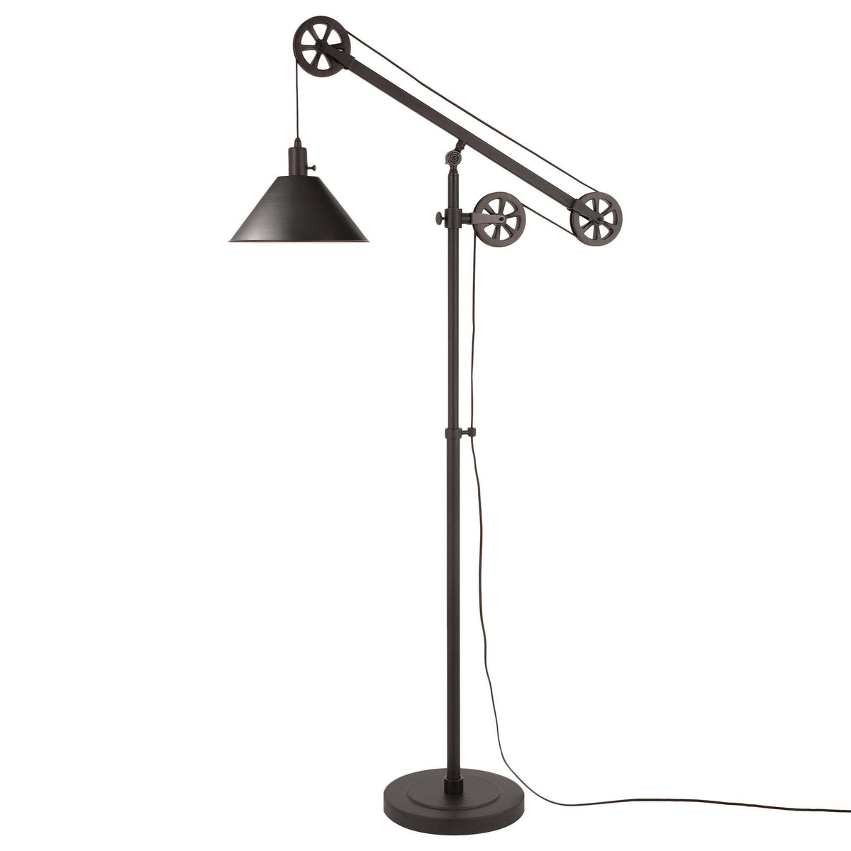 Blackened Bronze Floor Lamp with Pulley System J77084