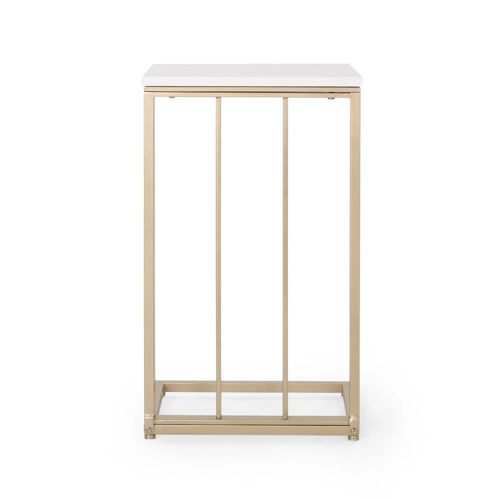Set of 2 Champagne Gold White C Side Table N8111