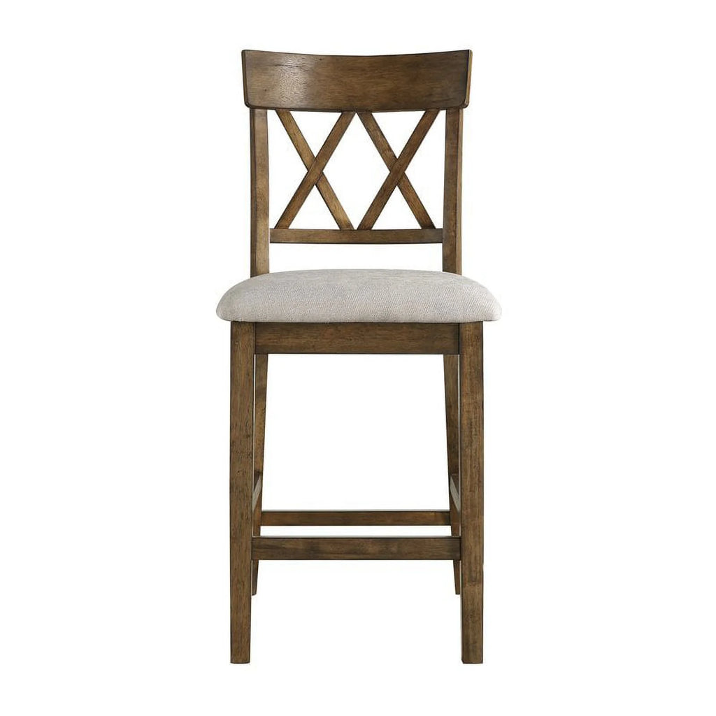 Oak Wood Crossback Counter Height Dining Chair Set of 2 Z3755