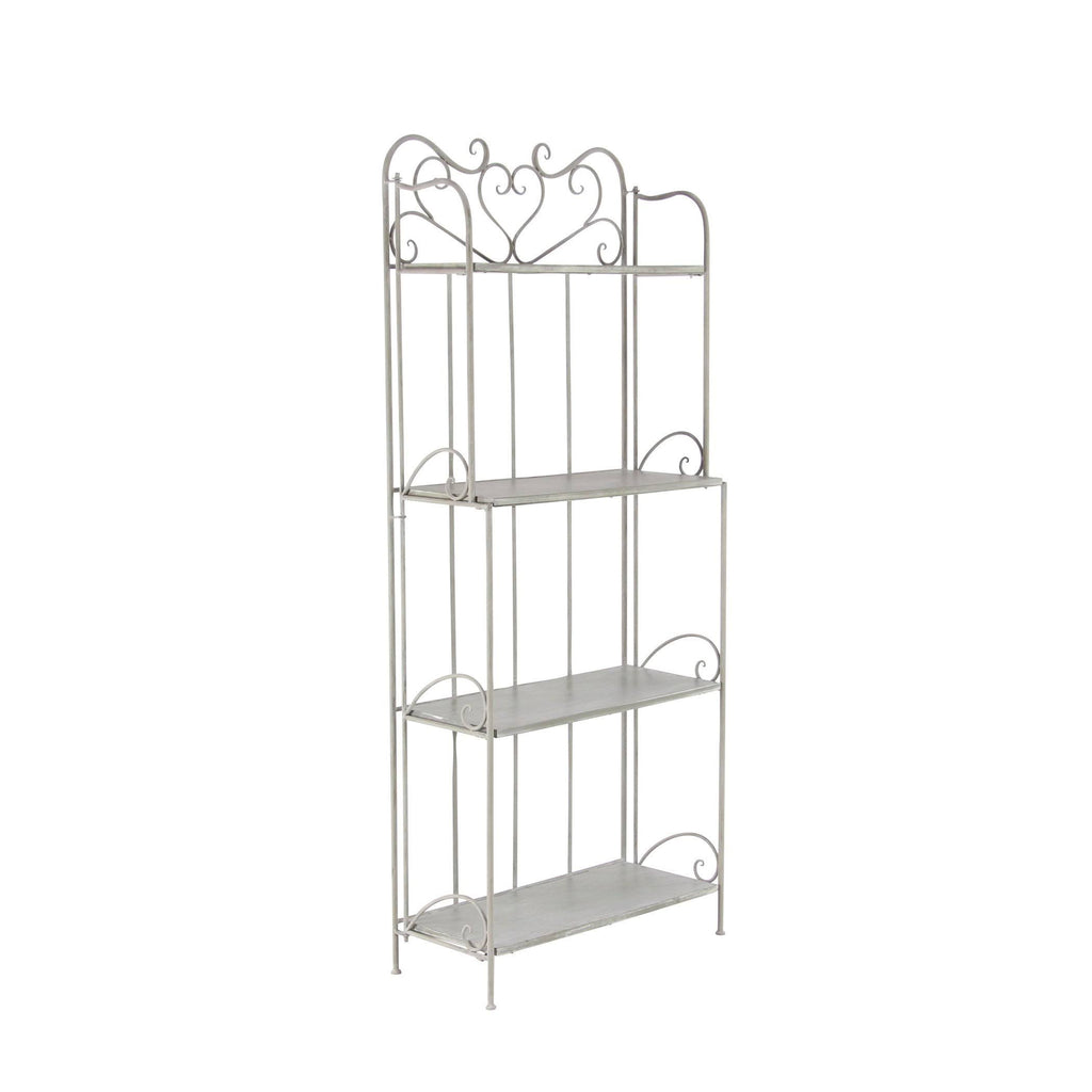 Gray Wood and Iron Four-Tier Bookshelf U378036