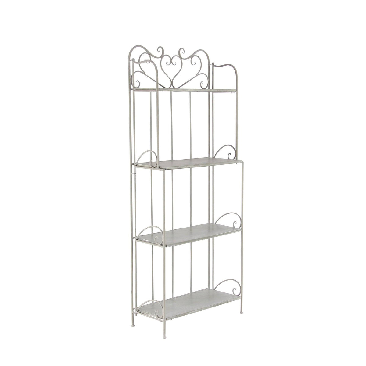 Gray Wood and Iron Four-Tier Bookshelf U378036