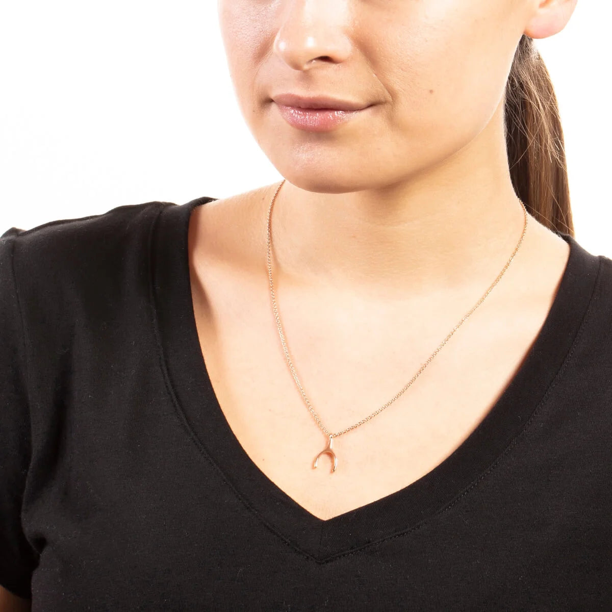 18k Rose Gold Plated Wishbone Fashion Necklace A662