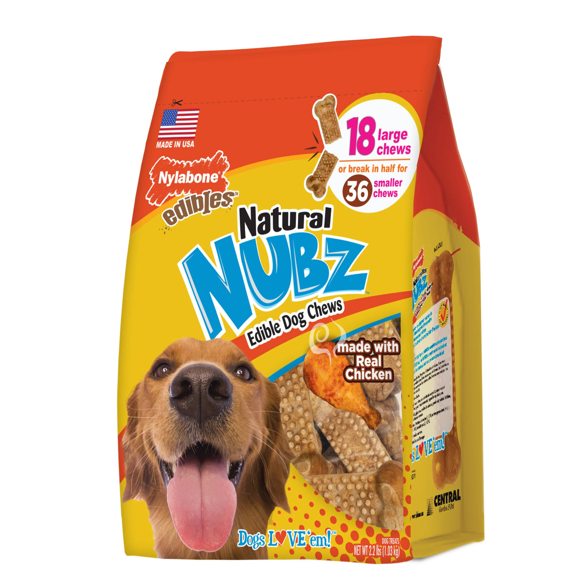 Large Edible Dog Chew Treat, Chicken Flavor, 2.2 Lbs. (18 Count) G379115