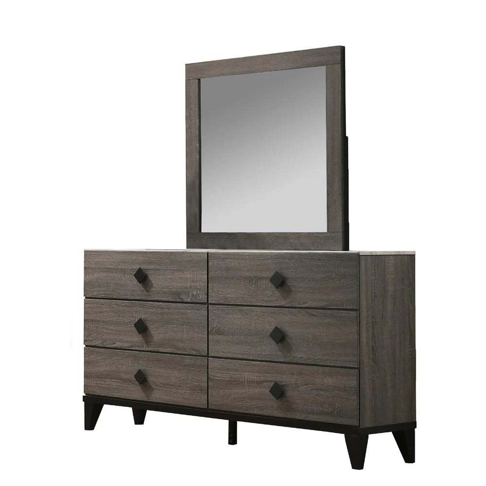 Walnut 5pc Cal King Bedroom Set with Faux Marble Tops S16815