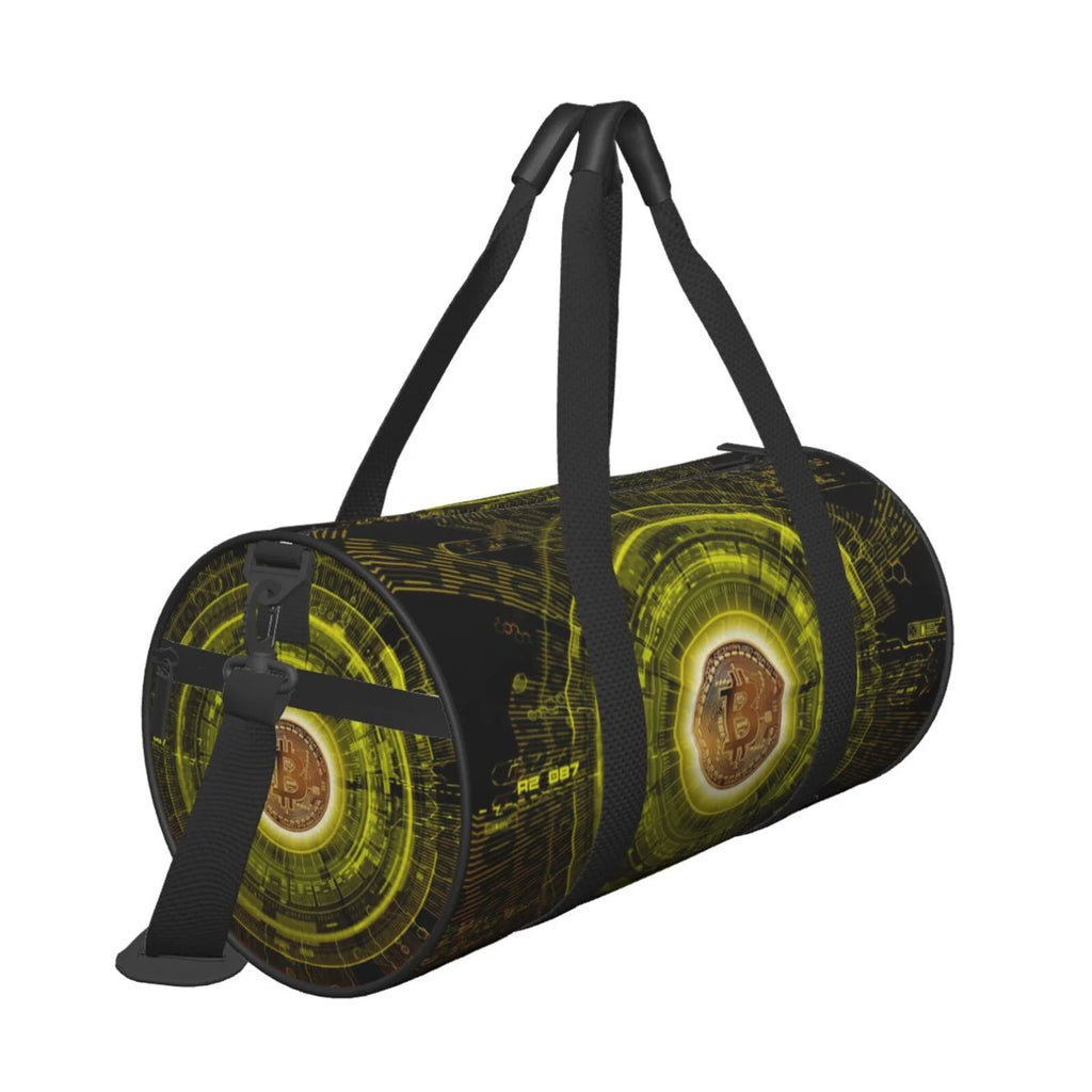 Gold Bitcoin Blockchain Cryptocurrency Unisex Large Duffle Bag F159935