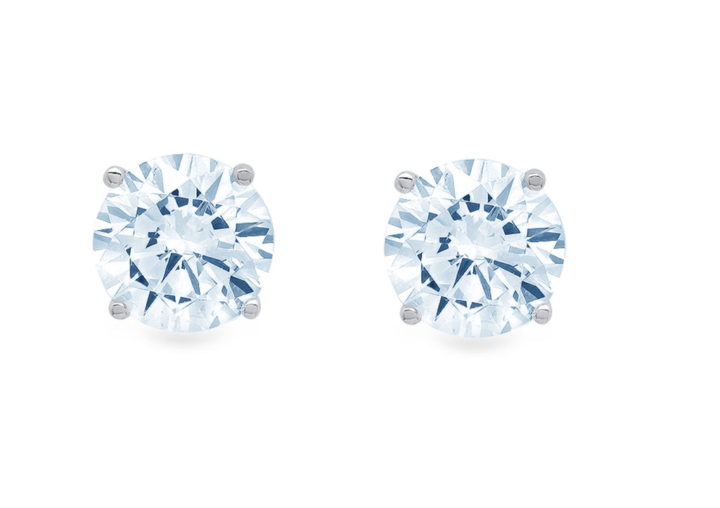 18k White Gold Blue Simulated Diamond Stud Earrings C3805