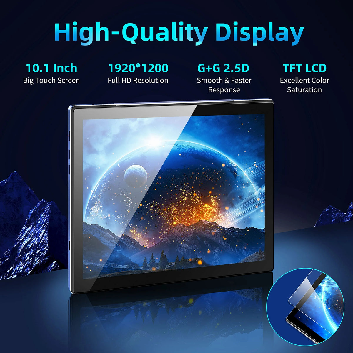 10.1 inch 2 in 1 Android 12 Tablet with Docking Keyboard Case, 4GB RAM 64GB ROM, 1920x1200 Full HD, Octa-Core Processor, 7000mAh Battery, Gray Y1417