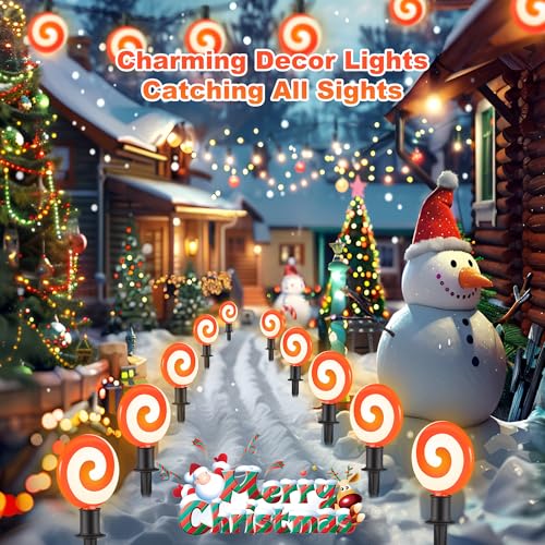Red 10 LED Peppermint String Lights with Stakes O6296