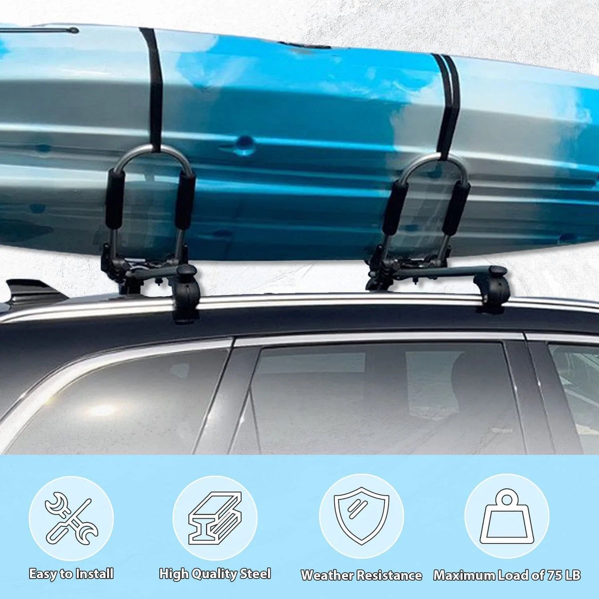 2 Pairs Universal Kayak Roof Rack Carrier D7534