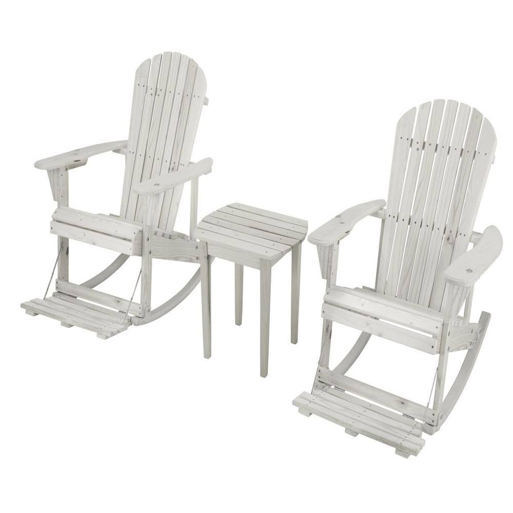 White 3 Piece Patio Adirondack Rocker Set P31833