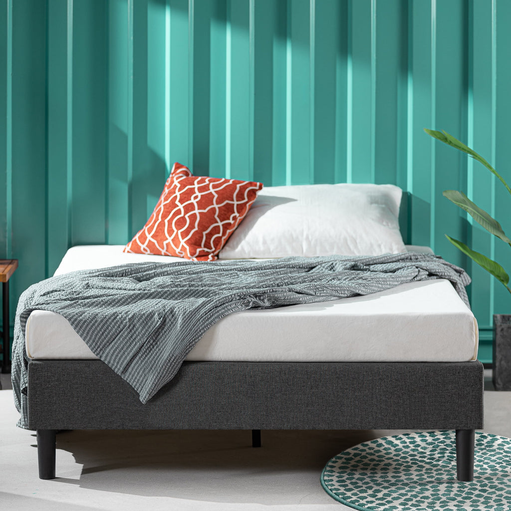 13" Upholstered Platform Bed Frame, Grey, Full L1123