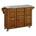 Oak Kitchen Island with Stainless Steel Top U578614