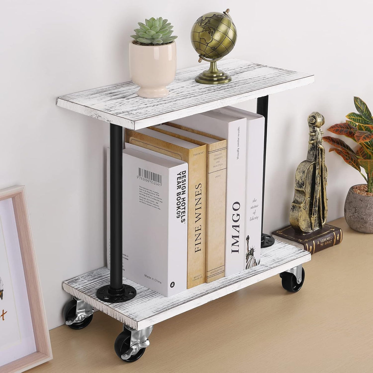Narrow End Table with Wheels D546979