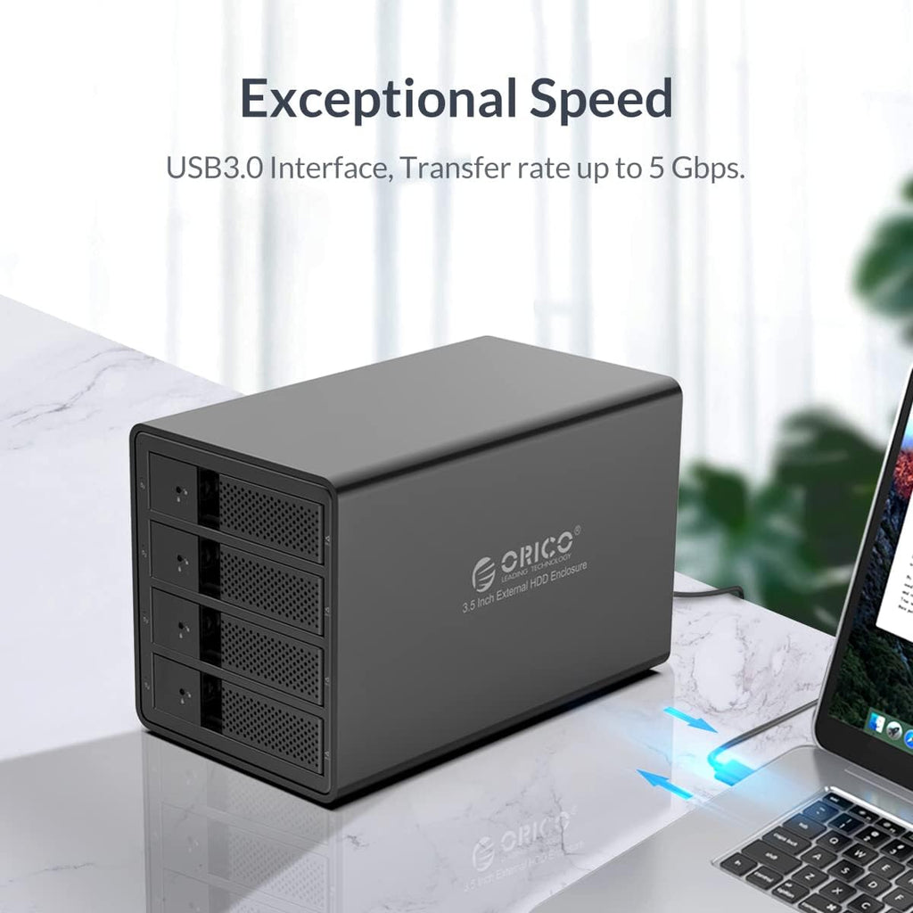 4 Bay USB 3.0 SATA External Hard Drive Enclosure for 3.5 inch HDD Aluminum Alloy RAID Enclosure B406207