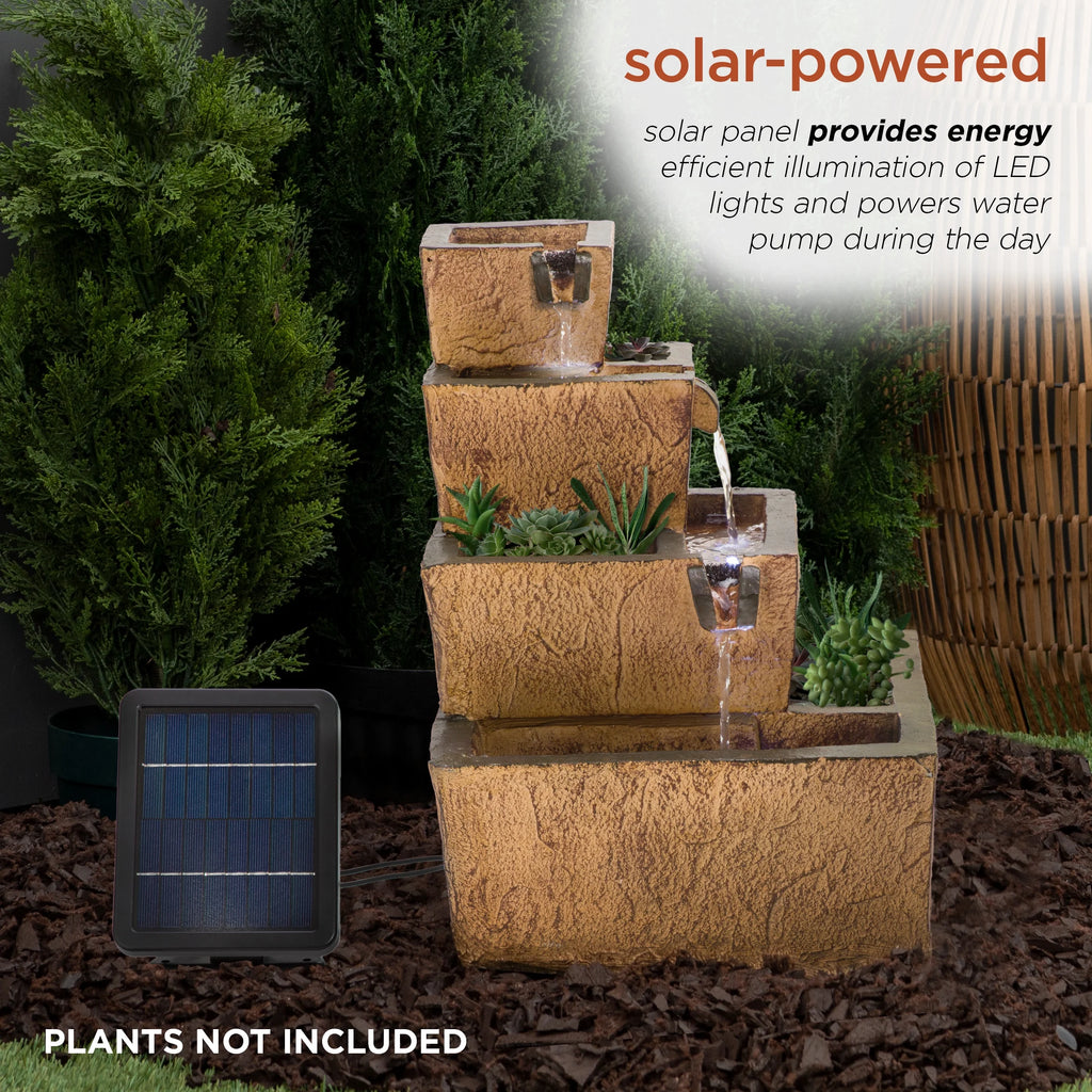 17" Tall Solar Tiered Fountain with LED Lights T723501