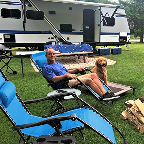 Blue Zero Gravity Chair Set of 2 with Cup Holder I1639