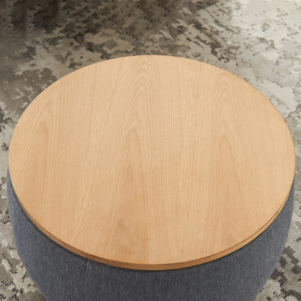 Dark Gray Round Storage Ottoman L812
