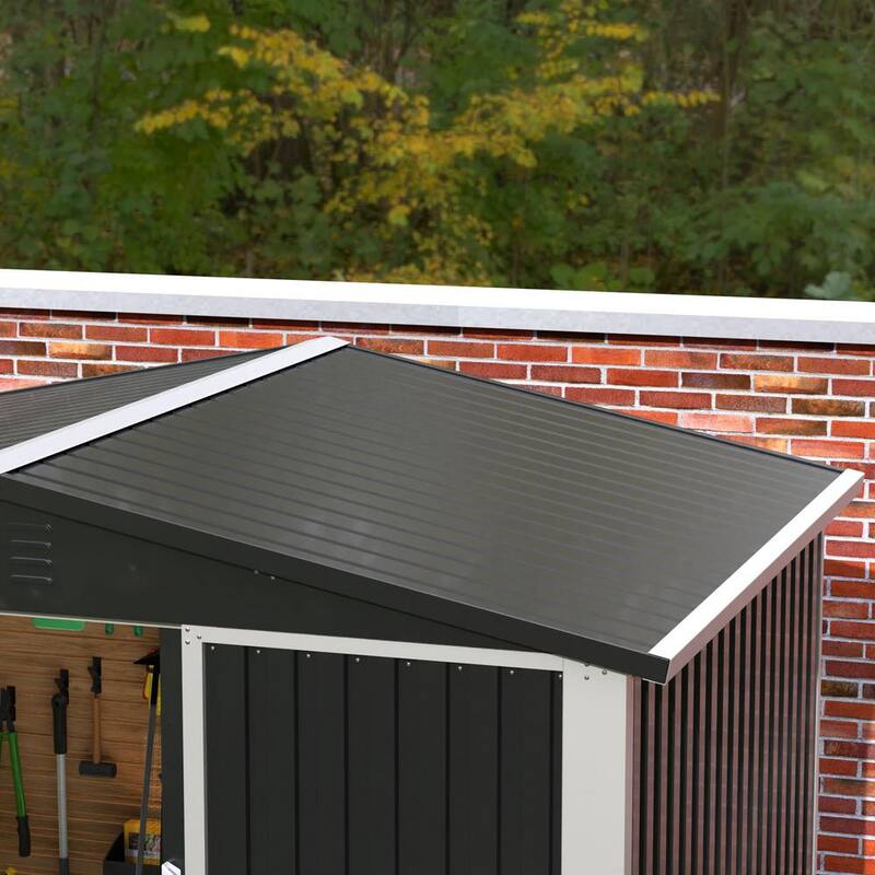 Black Metal Outdoor Storage Shed with Air Vents B6601