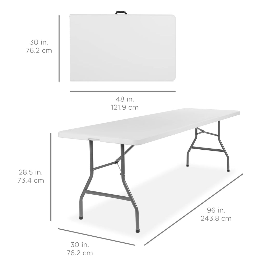 White 8ft Plastic Folding Table with Handle O33119
