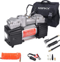 Portable Tire Inflator Double Cylinder Air Compressor Pump with LED Light, 150 PSI Metal Tire Pump with Locking Air Chuck Z9022