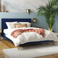 Ivory Velvet Queen Upholstered Bed with Headboard W689352