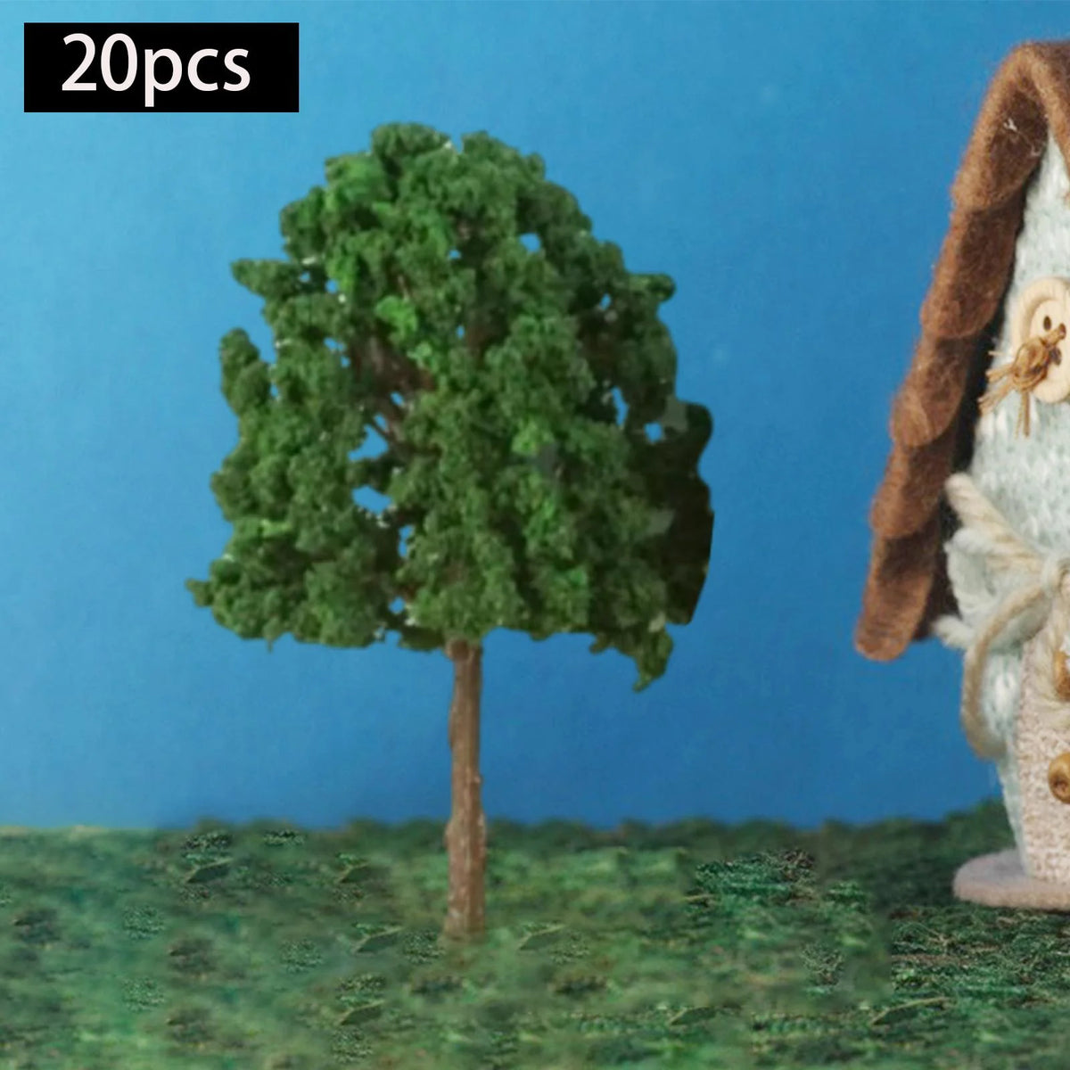 20 Pieces 2.95 inch Dark Green Miniature Trees for Diorama H327550