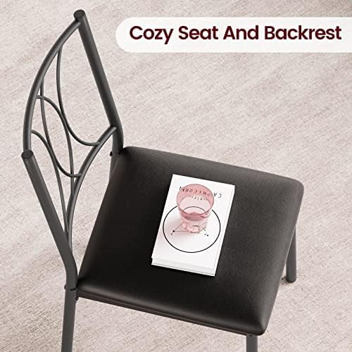Kitchen Table Set with 2 Upholstered Benches Metal and Wood Rectangular Table Set I452680