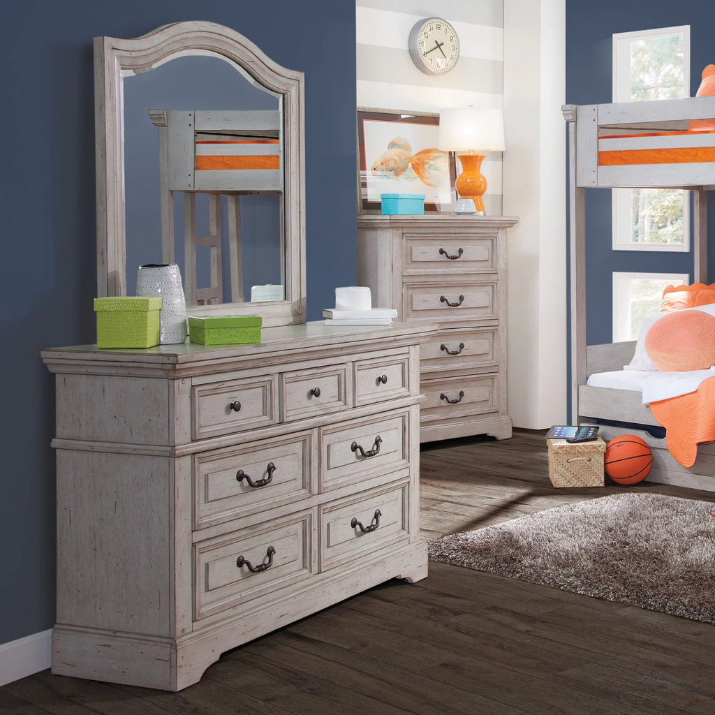 Antique Gray 7 Drawer Double Dresser L95805
