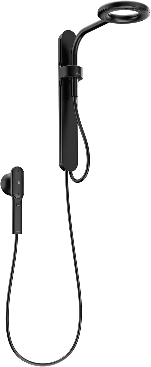 Matte Black Rainshower and Handshower with Magnetic Dock F3686