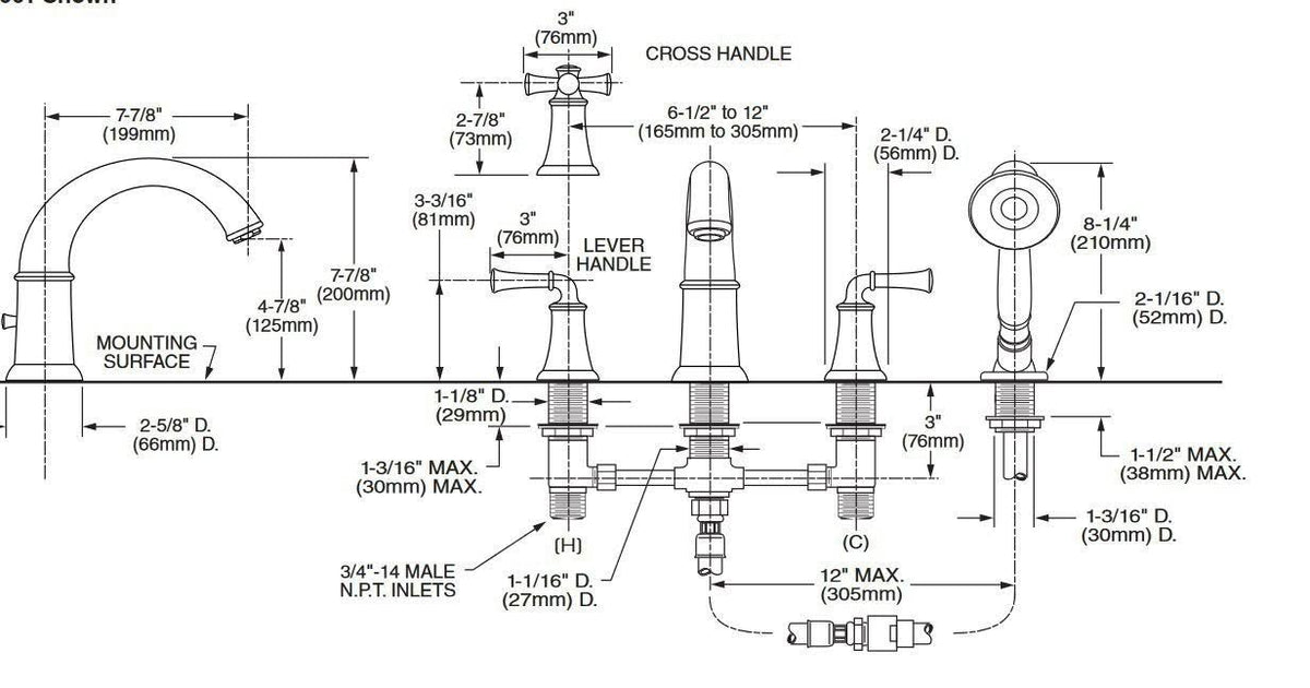 Tub Filler with Personal Shower Q355527