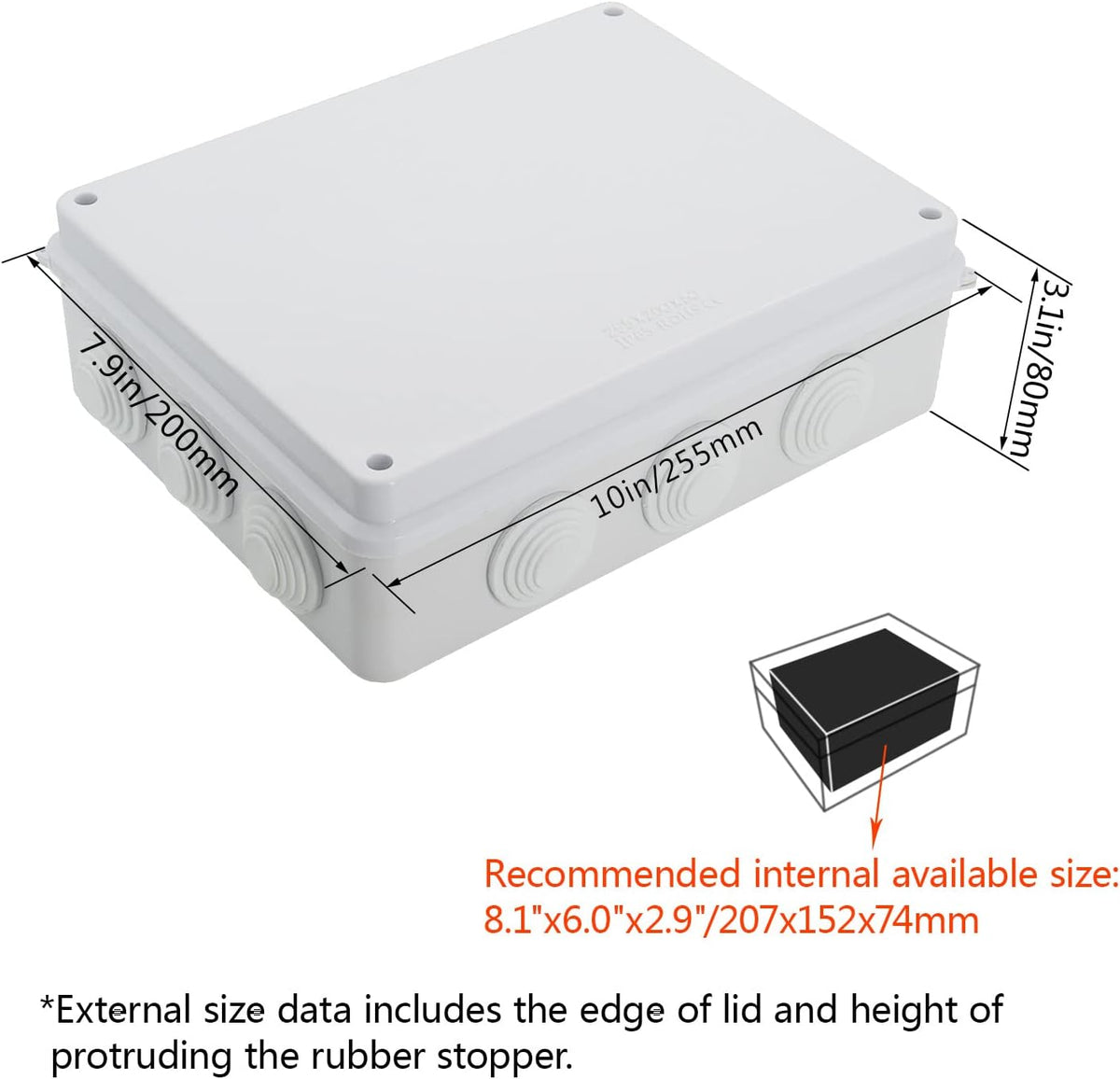 ABS Plastic IP65 Junction Box White 10 x 7.9 x 3.1 inch Pack of 2 V29784