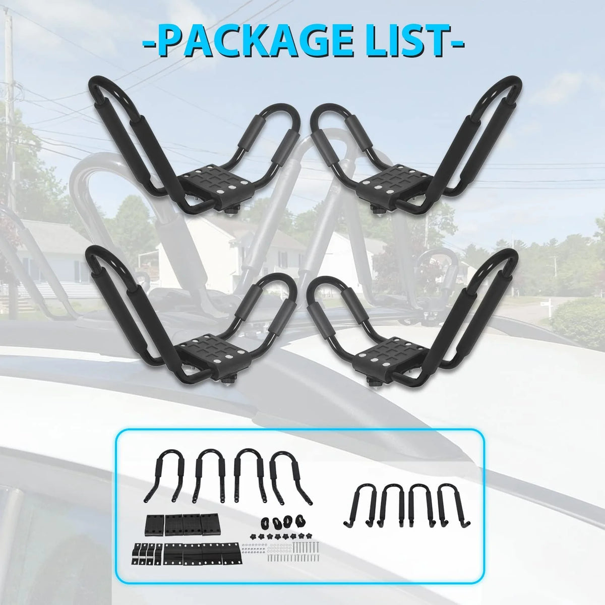 2 Pairs Universal Kayak Roof Rack Carrier D7534