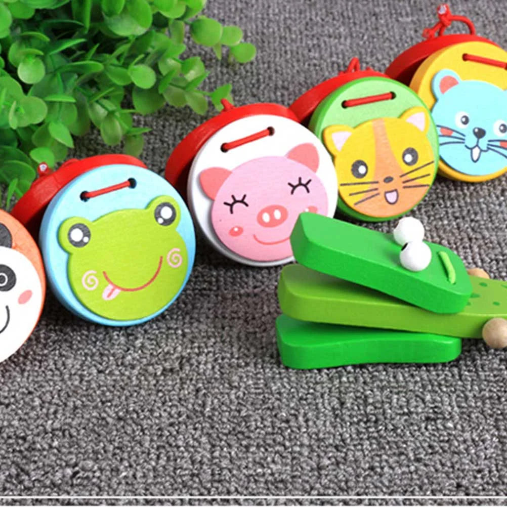 2 Pcs Kids Wooden Crocodile Castanets Clacker Toys Musical Instrument Bamboo N5794