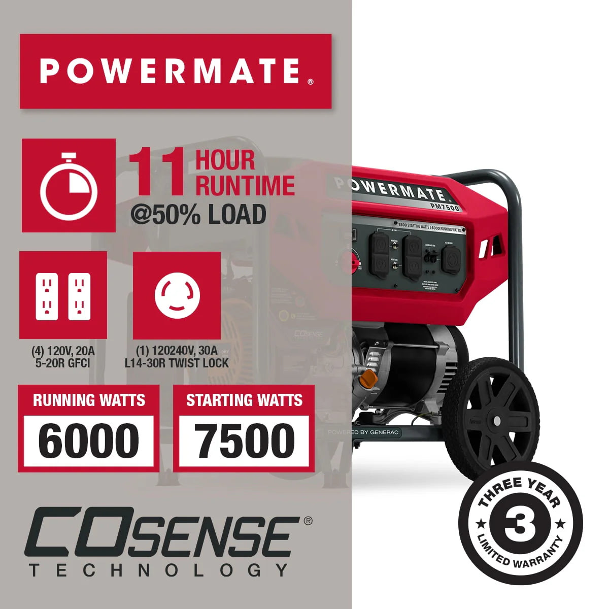 7500 Watt Dual Fuel Portable Generator U73901