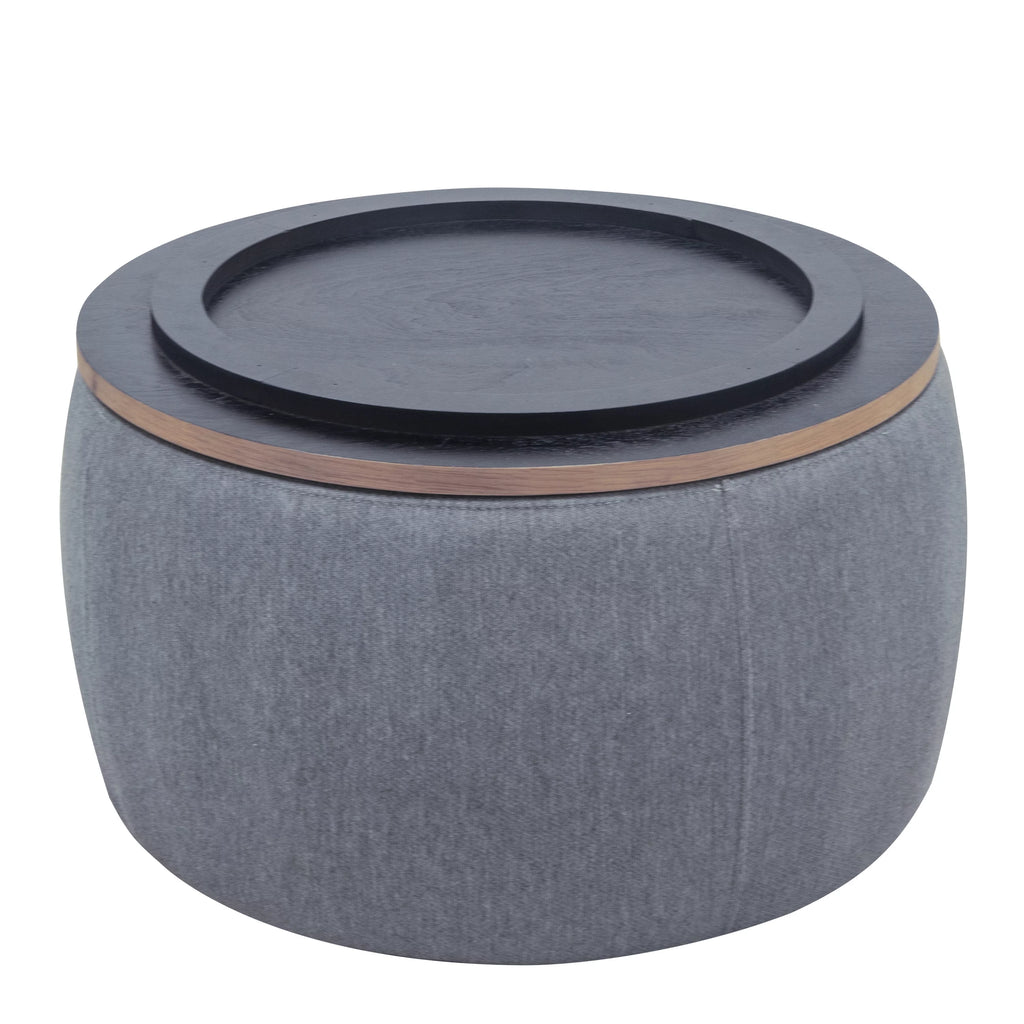 Dark Gray Round Storage Ottoman L812